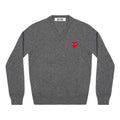 COMME des GARCONS PLAY V-Neck L/S T-shirt Red Emblem 'Grey' AZ-N002-051-3
