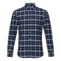 Men's Burberry Plaid Long Sleeves Casual Shirt Navy Blue 80175651
