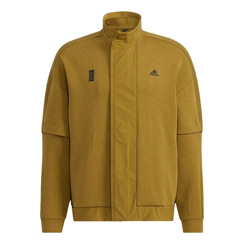 Men's adidas Wj Kn Mid Martial Arts Series Logo Sports Jacket Earthy Yellow H39319