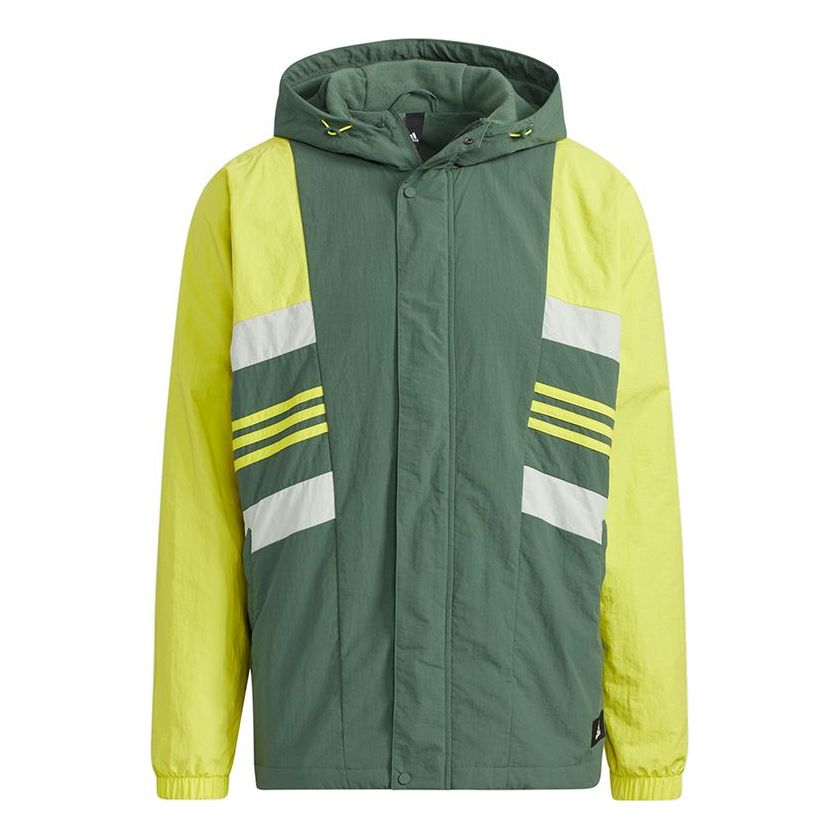 adidas MENS Casual Sports Hooded Jacket Green H17983