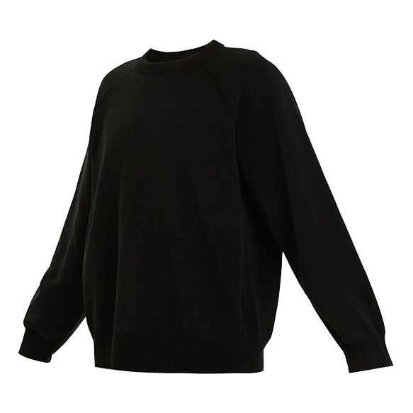 Men's Y-3 SS21 Loose Round Neck Long Sleeves Pullover Black GV4214
